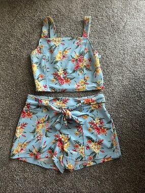 Light Blue Floral Matching Set